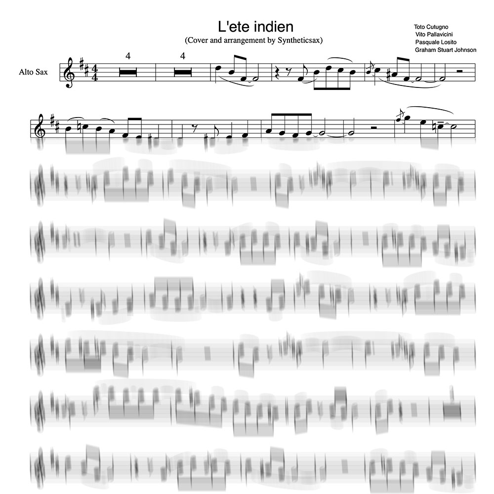 Joe Dassin - L'ete indien (Backing Track) Syntheticsax Remix (Partition et  accompagnement pour saxophone alto, saxophone ténor, trompette et violon) -  Partitions et playbacks de saxophone